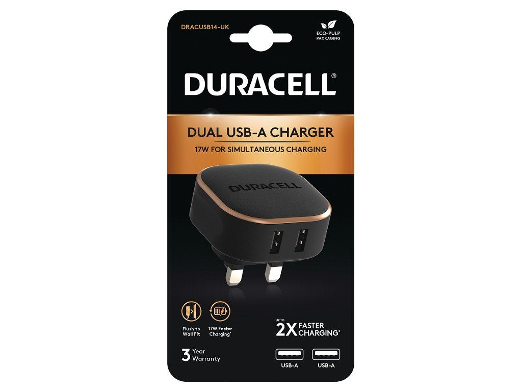 Duracell Duracell 3.4a Usb Phone Tablet Charger Para For Iphone/Ipad & Android Phones/Tablets Dracusb14-Uk