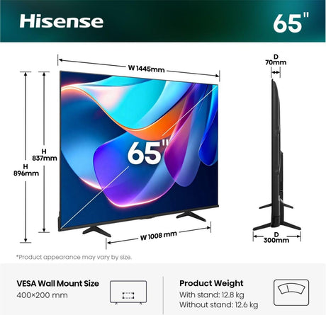 EAN 6942351430751 - Hisense 65A6S 165,1 cm (65") 4K Ultra HD Smart TV Wifi Negro imagen 2