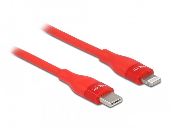 Delock Daten- Und Ladecable Usb Type-C Zu Lightning Für Iphone, Ipad Und Ipod Rot 0,5 M Mfi