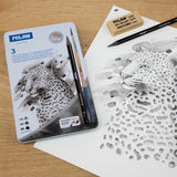 Milan Lápices Grafito Acuarelable Sin Madera 3 (Hb/4b/8b) + 1 Sacapuntas + 1 Goma + 1 Pincel En Caja Metálica