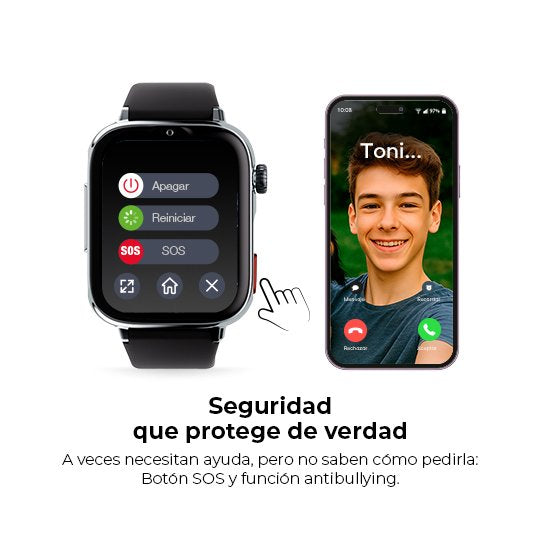 Savefamily Reloj Inteligente Infantil Savewatch Plus 2 - Pantalla Amoled - Carcasa Plateada - Correa Tela Tribeca
