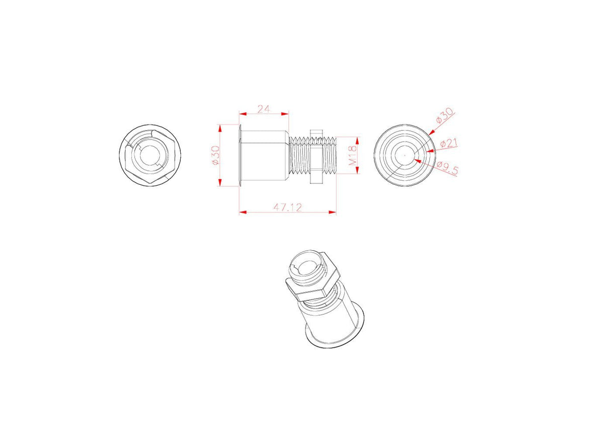 Solution For Cables Through  Desk 35mm Black