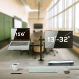 Unykach Uk1420 Soporte De Mesa Con Brazo Articulado Para Monitor De 10"-32" + Soporte Para Portatil - Giratorio,