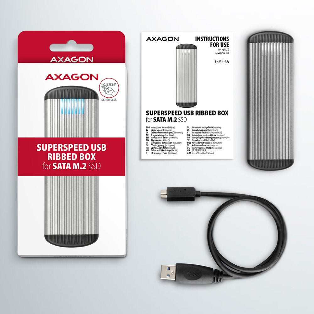 Axagon Eem2-Sa Caja Para Disco Duro Externo Caja Externa Para Unidad De Estado Sólido (Ssd) Gris M.2