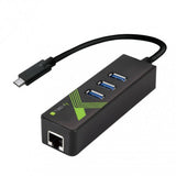 Techly Idata Usb-Etgiga-3c2 Tarjeta De Red/Adaptador Usb-C A Rj45 Gigabit, Hub 3x Usb 3.0