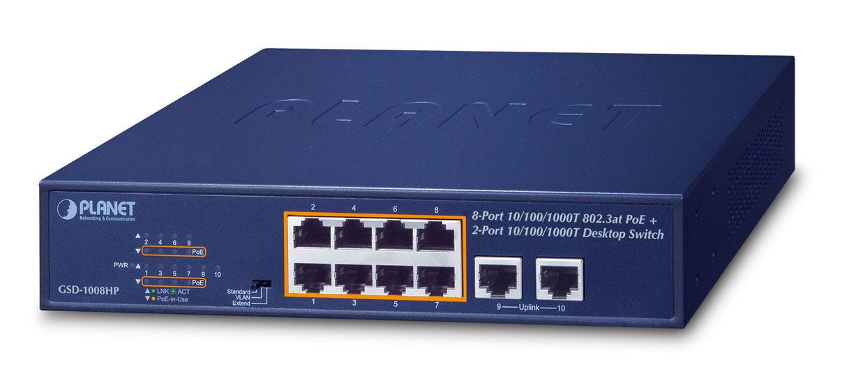 Switch Poe Planet Gsd-1008hp (10x 10/100/1000mbps)