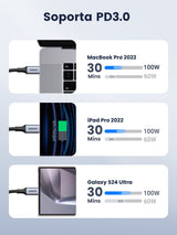 Ugreen 70427 Cable Usb 1 M Usb 2.0 Usb C Negro, Plata