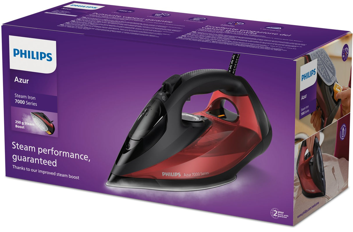 Philips 7000 Series Dst7022/40 Plancha De Vapor Hv En Negro/Rojo