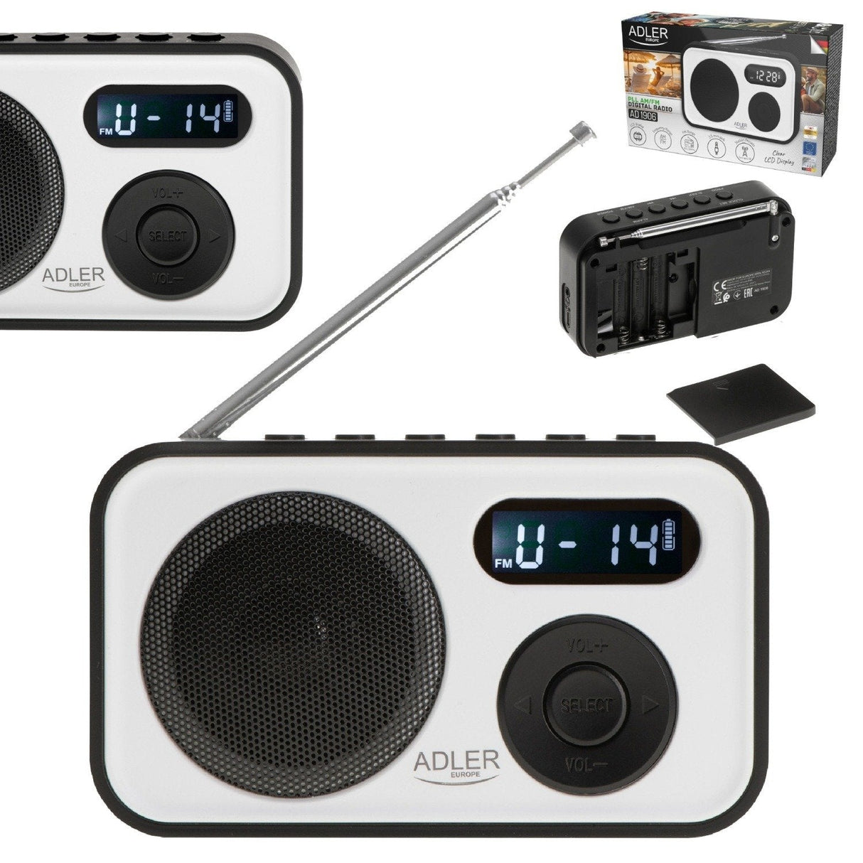Adler Ad 1906 Digital Radio, Pll Am Fm, White Black