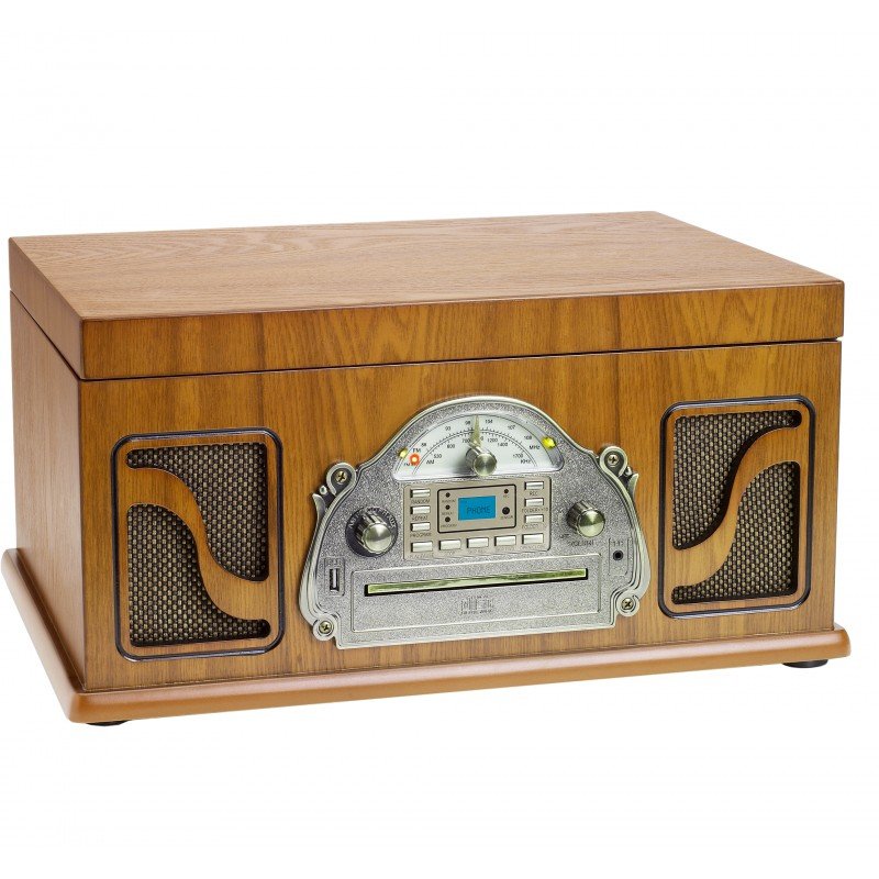 Lauson Ivx22 Wood Tocadiscos Con Cd + Radio Fm Y Altavoces
