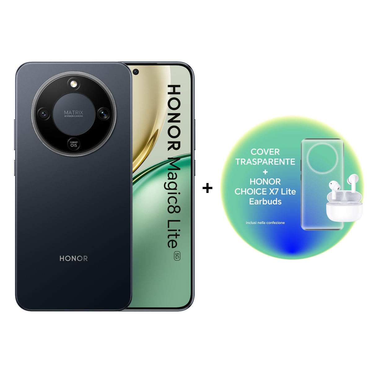 Honor Magic 8 Lite 8+256gb 6.79" 5g Black + X7 Lite + Tpu Case Ita