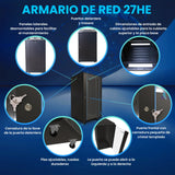 Extralink - Armario De Pie De 19 "27u 600x1000 Paquete Plano Negro
