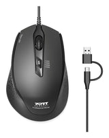 Port Designs Mouse Office Wired Silent Pro - Medium Size - Black - Bulk
