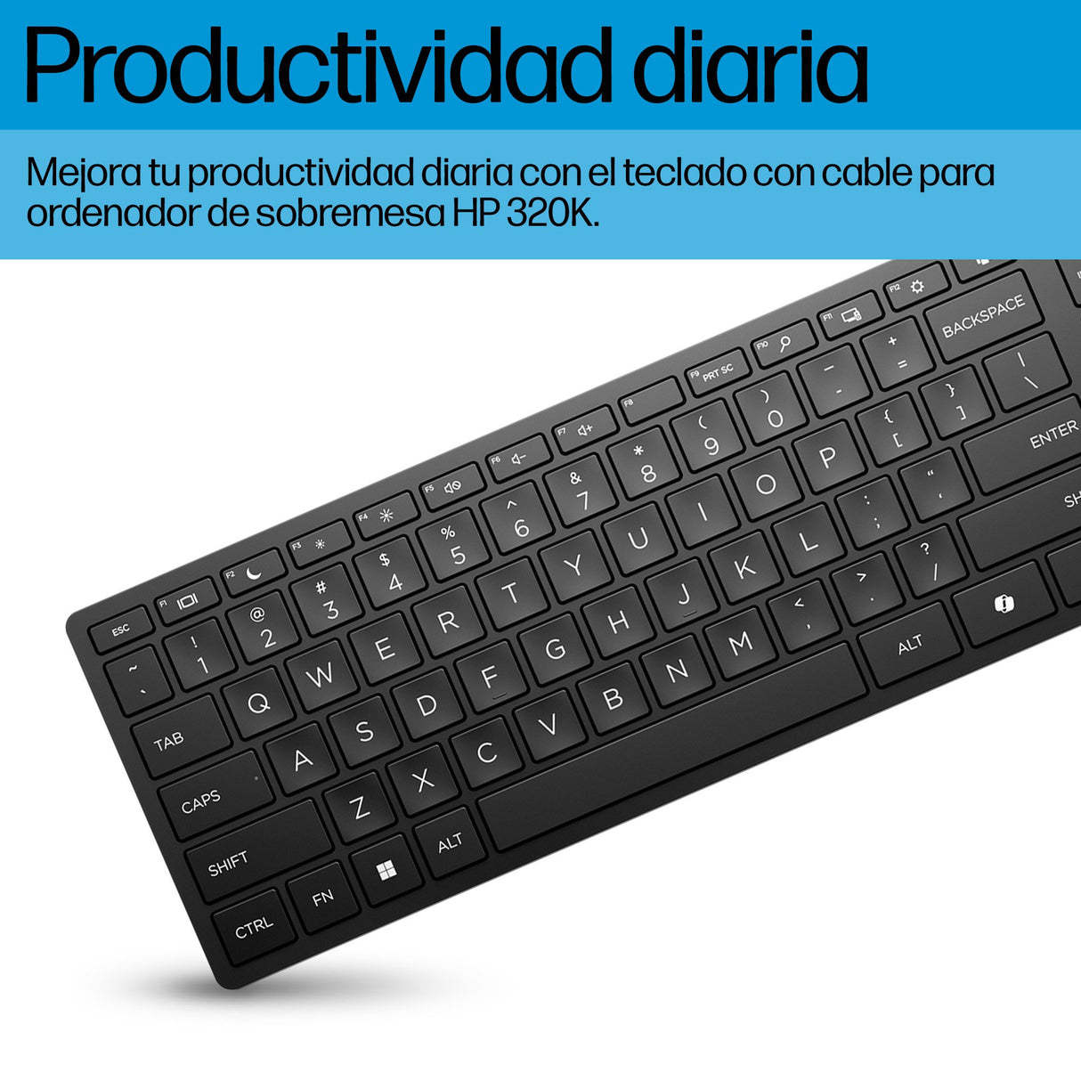EAN 0194721888259 - HP 320K Wired Keyboard teclado Oficina USB Negro imagen 3