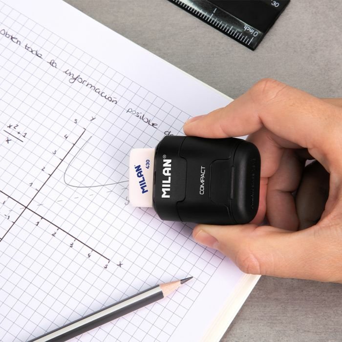 Milan Afilaborras Compact Shadow Caja Expositora 16 Ud Sacapuntas Doble Con Goma