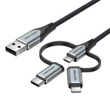EAN 6922794752863 - Vention CQJHG cable de teléfono móvil Gris, Negro 1,5 m USB A Lightning + micro-USB B + USB C imagen 5