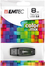 Pendrive Emtec Usb-Stick 8  Gb C410  Usb 2.0 Color Mix Black