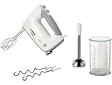 Bosch Home Batidora De Mano Ergomixx Mfq36470 Blanco/Gris, 450 Vatios, Con Pie Mezclador Y Vaso Mfq36470