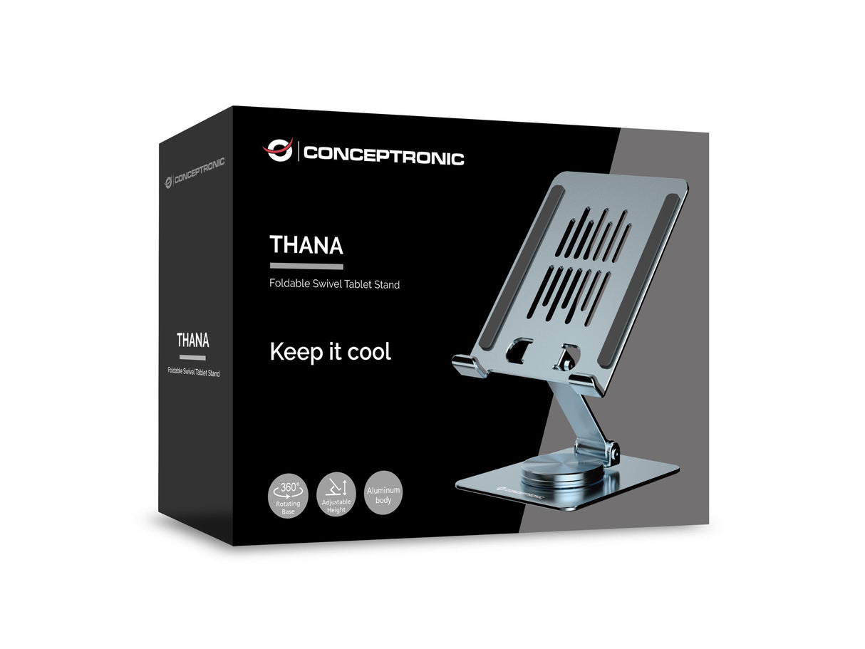 Soporte Tablet Giratorio Y Plegable Conceptronic Thana09g Base Rotacion 360â° Altura Ajustable