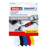 Tesa Organizador De Cables On & Off Bundling, 5 Piezas, 20 Cm X 12 Mm, Colorido