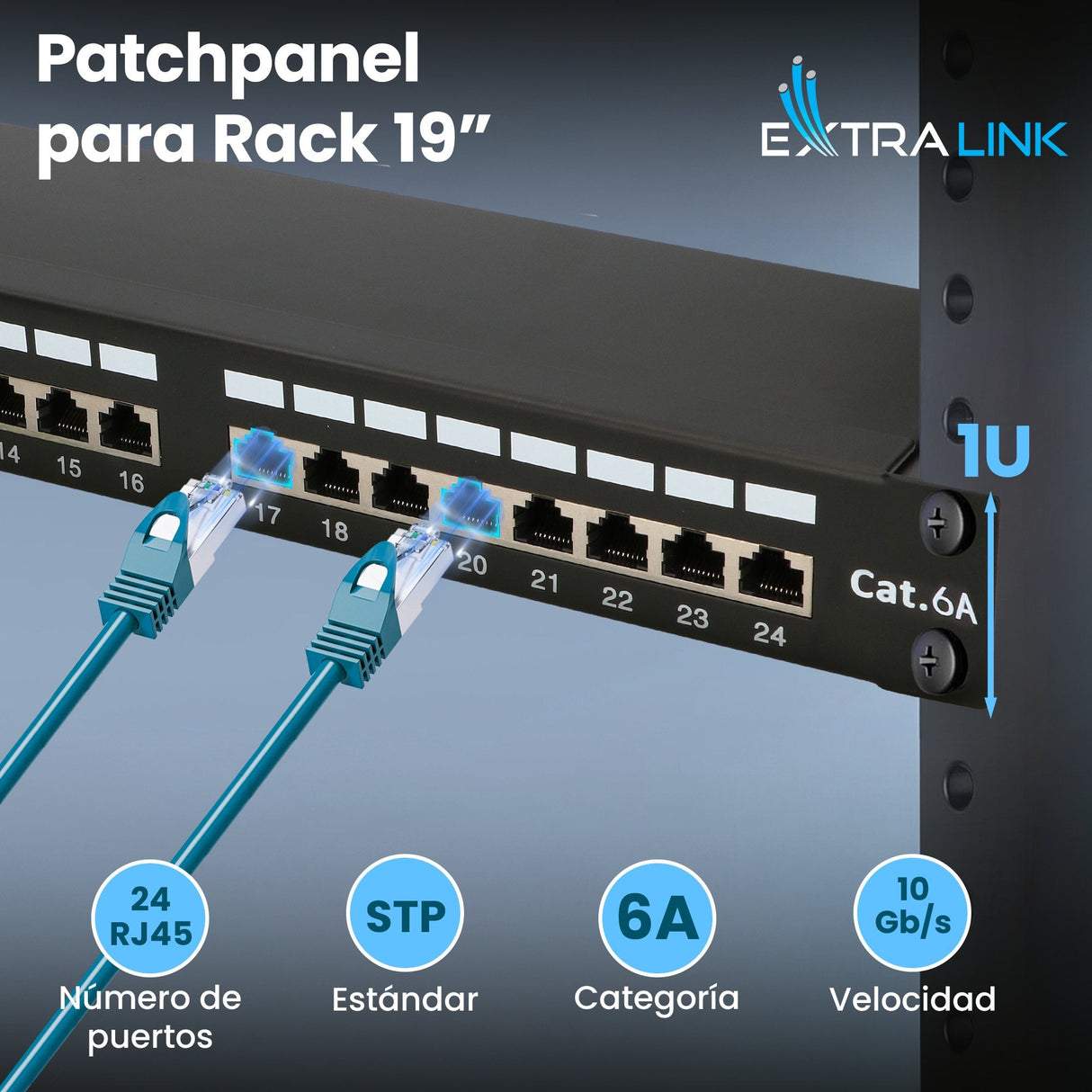 Extralink Cat6a Stp Patch Panel 24 Port - Cable - Cat 6a