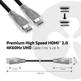 Club3d Premium High Speed Hdmi 2.0 4k60hz Uhd Cable 1 M/ 3.28 Ft Certified