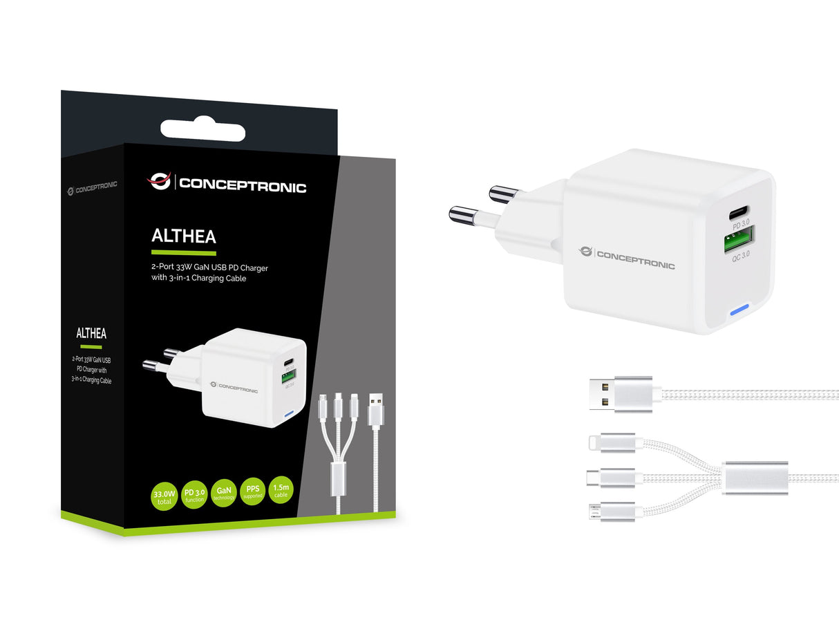 EAN 4015867236482 - Conceptronic ALTHEA16W cargador de dispositivo móvil Universal Blanco Corriente alterna Carga rápida Inte imagen 4