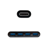 Nanocable Adaptador Usb-C A 4xusb 3.0. Usb-C/M-Usb 3.0/H - 10 Cm - Negro