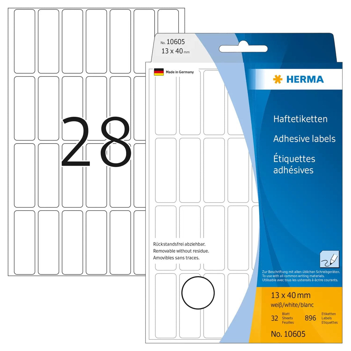 Herma 10605 Etiqueta Autoadhesiva Blanco Rectángulo Redondeado 896 Pieza(S)