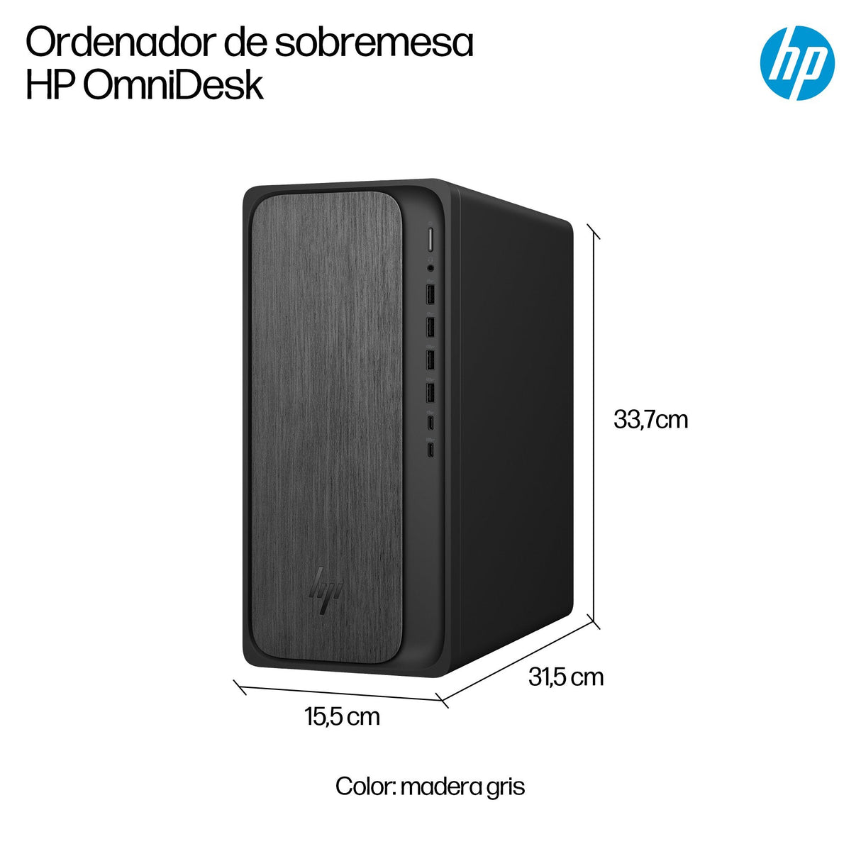 Pc  Hp Omnidesk M02-0012ns Rayzen 5-8500g 16gb 1tb W11h Gris
