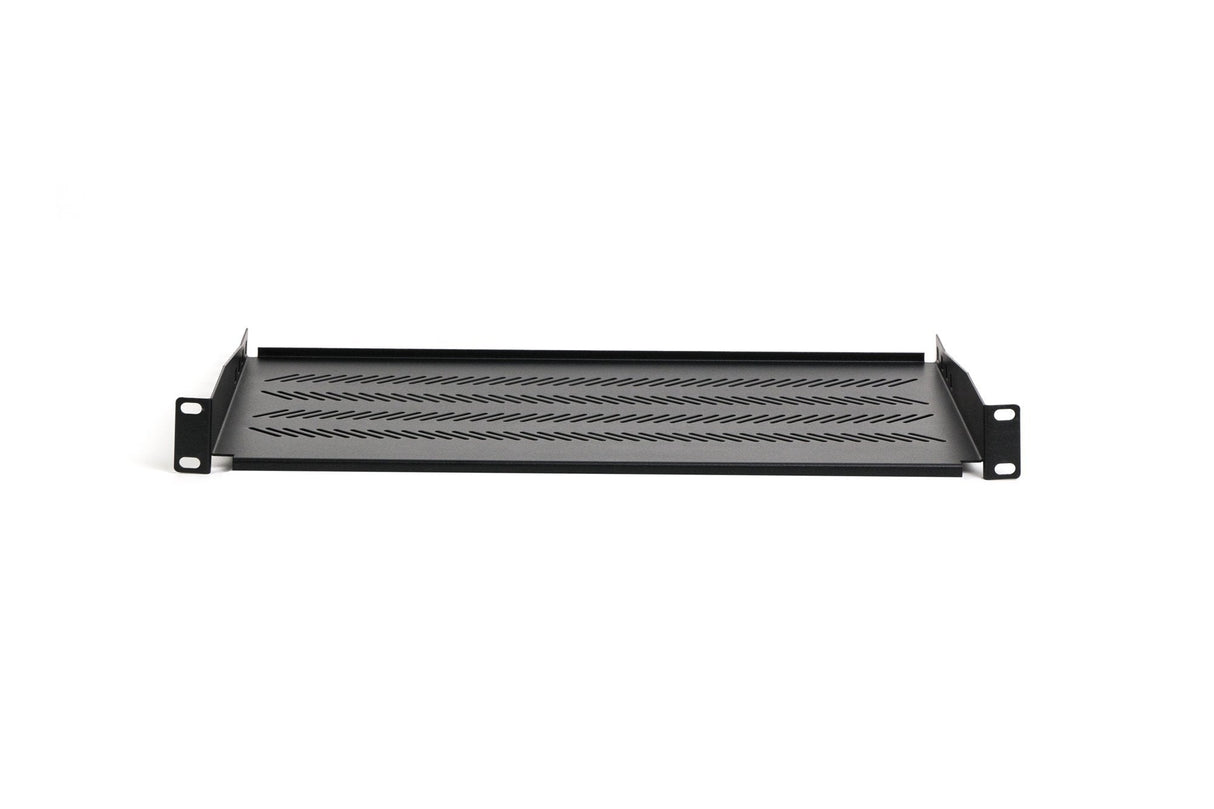 1u Fixed Shelf 19", Depth 250 Mm, Load Capacity 15 Kg, Mounting At 2 Points, Screws Included, Black (Ral 9005)
