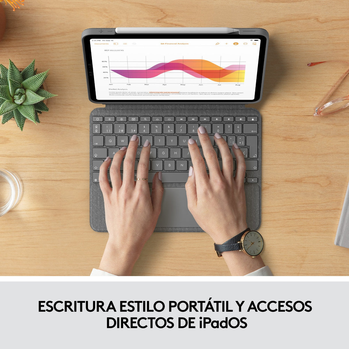 Funda Con Teclado Esp Logitech Combo Touch Para Tablets Apple Ipad Air 4 Gen 2020 De 10.9'/ Gris