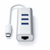 Satechi Aluminium 2 W 1 - Usb-C (3x Usb-A, Ethernet) (Srebrny)
