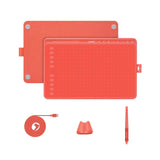 Huion Hs611 Red Tableta Digitalizadora Rojo 5080 Líneas Por Pulgada 258,4 X 161,5 Mm Usb