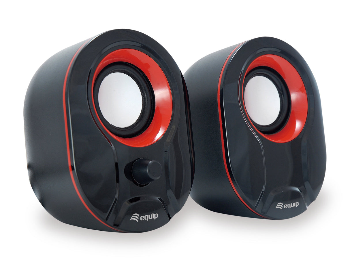 Equip Altavoces 2.0 Mini  6w Rms Color Negro Y Rojo Jack 3.5  Control De Volumen Alimetancion Usb