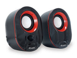 Equip Altavoces 2.0 Mini  6w Rms Color Negro Y Rojo Jack 3.5  Control De Volumen Alimetancion Usb