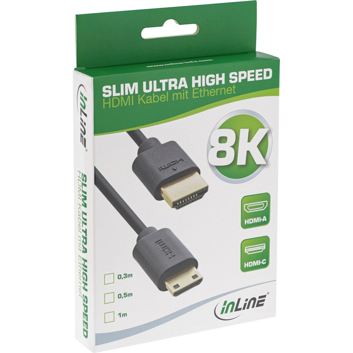 Inline Cable Slim Ultra High Speed Hdmi Am/Cm (Mini) 8k4k Negro 0,5 M