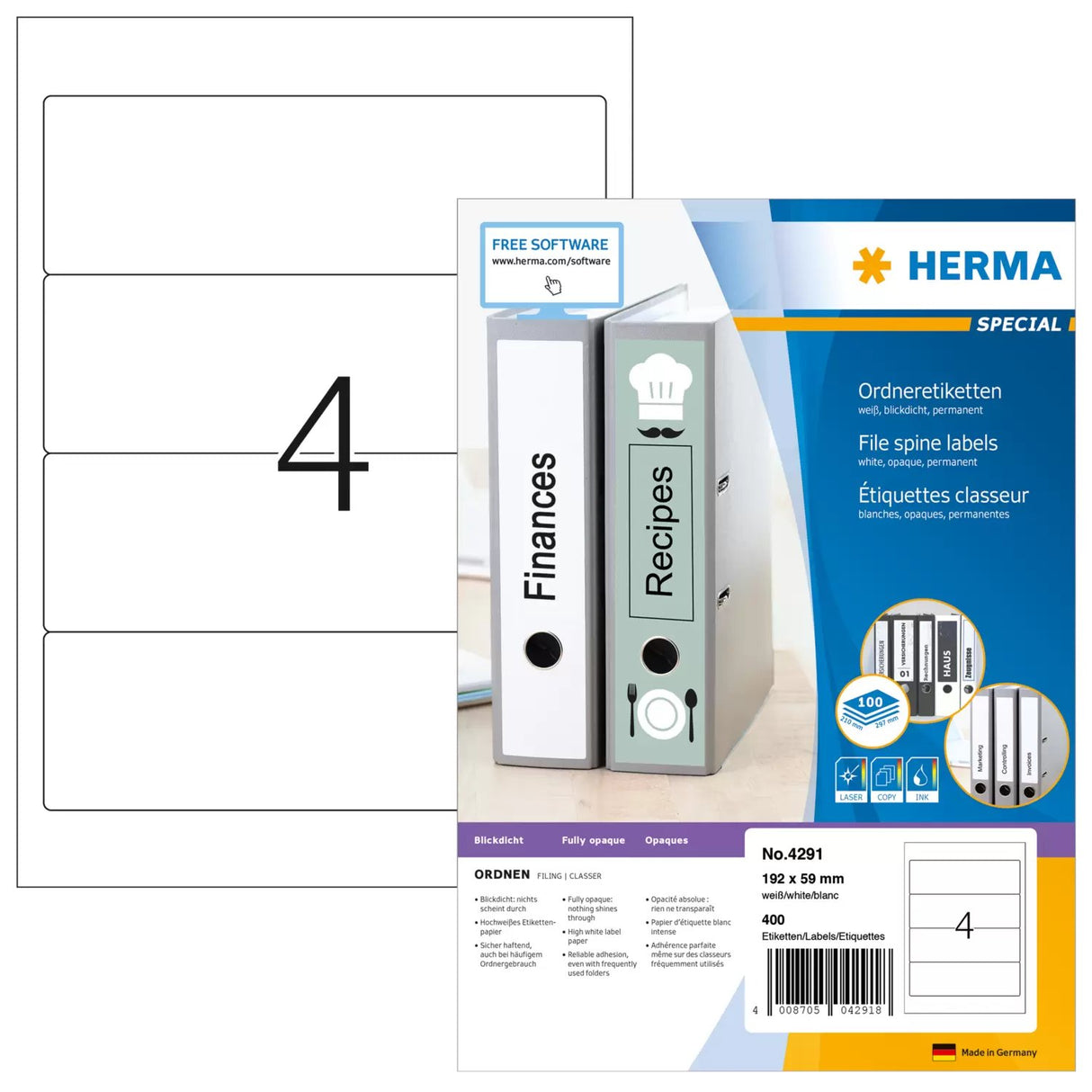 EAN 4008705042918 - HERMA 4291 etiqueta de impresora Blanco Etiqueta para impresora autoadhesiva imagen 1