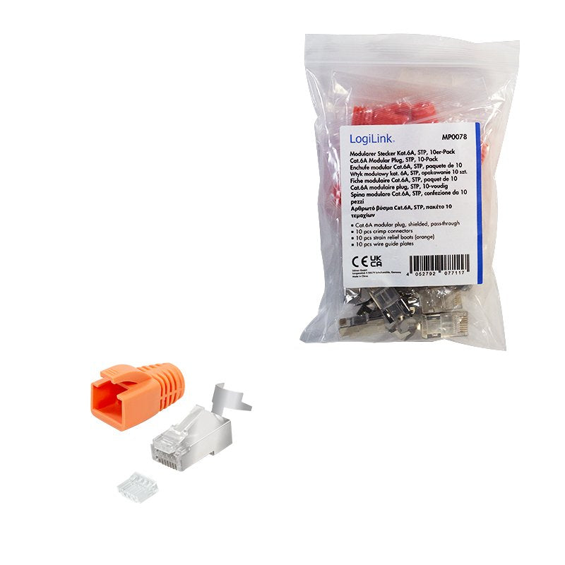 Logilink Modular Plug Rj45 Cat.6a Stp, Pass Through, 10-Pack