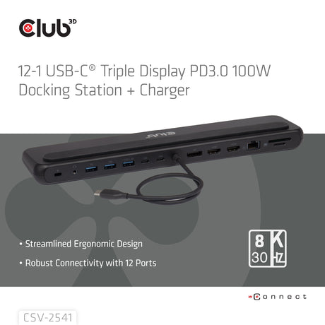 EAN 8719214473525 - CLUB3D CSV-2541 base para portátil y replicador de puertos Acoplamiento USB 3.2 Gen 1 (3.1 Gen 1) Type-C  imagen 4