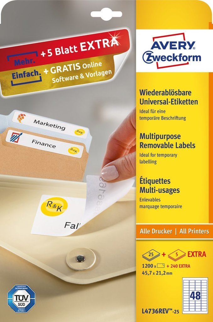 Avery Zweckform Etiketten L4736rev-25 Weiss 45,7 X 21,2 Mm - 1.440 Stück
