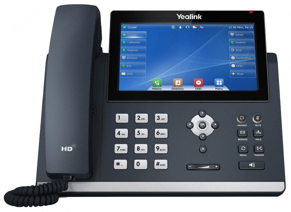 Teléfono Ip Yealink Sip-T48u, 7 "800x480 Color Táctil, 2x Rj45 10/100/1000, Poe, 16x Sip, 1x Usb, Sin Adaptador