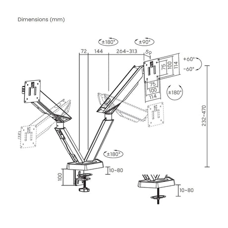 EAN 8435739902585 - AISENS DT38TSR-345 soporte para monitor 96,5 cm (38") Escritorio Negro, Blanco imagen 7