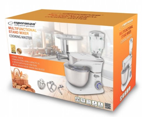 EAN 5901299954454 - Esperanza EKM025 robot de cocina 1000 W 5 L Acero inoxidable, Blanco imagen 5