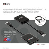 Club3d Multi Mreaming Transport Hub 1xdp -> Dp/Hdmi 4k60hz Retail