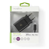 Nedis Cargador 1x 2.4 A Usb-A  Lightning De 8 Pines (Suelto) Cable 1.0m/12w Negro