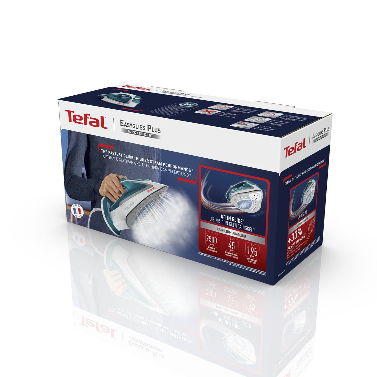 EAN 3121040075692 - Tefal EasyGliss Plus FV5718 plancha Plancha vapor-seco Suela de Durilium 2400 W Turquesa, Blanco imagen 3