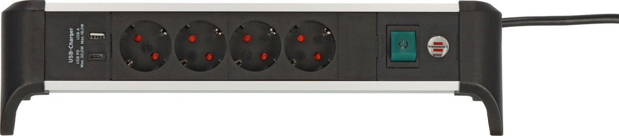 EAN 4007123677566 - Brennenstuhl 1391040420 base múltiple 1,8 m 4 salidas AC Interior Negro, Plata imagen 1