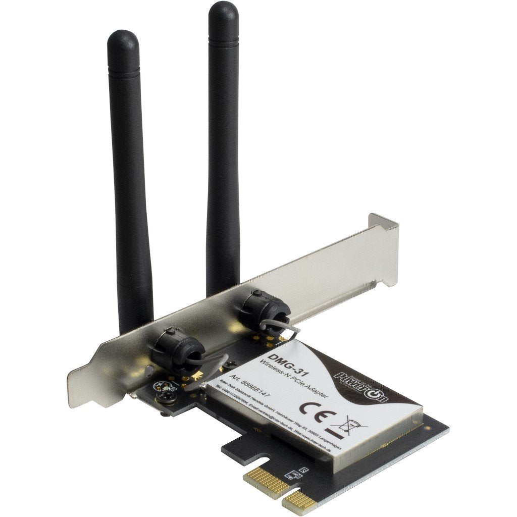 Adaptador Inter-Tech Wi-Fi 4 Pcie Dmg-31 2t2r Antena 300mbps Retail