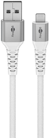 Goobay Lightning Usb-A Supersoft Textile Cable With Metal Plugs, 1 M, White